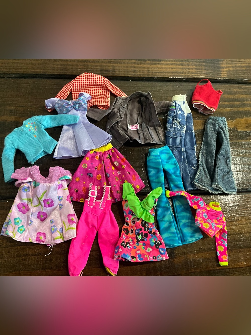 Vintage Assorted Lot of 13 Barbie and Other Doll Clothing Pants Shirt Sweaters